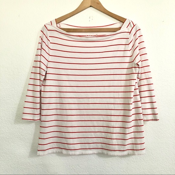 Coral stripe boatneck tee, Loft - Picture 1 of 3